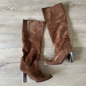 Cole Haan Chestnut Suede Knee-High Heeled Boots